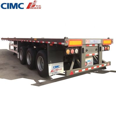 50トンのトラックトレーラー 3軸 40ft CIMC HUAJUN フラットベッドセミトレーラー
