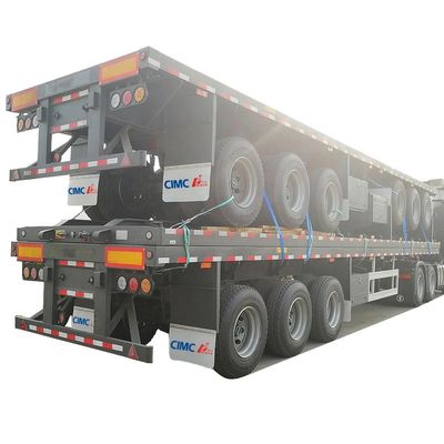 50トンのトラックトレーラー 3軸 40ft CIMC HUAJUN フラットベッドセミトレーラー