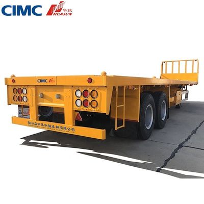 50トンのトラックトレーラー 3軸 40ft CIMC HUAJUN フラットベッドセミトレーラー