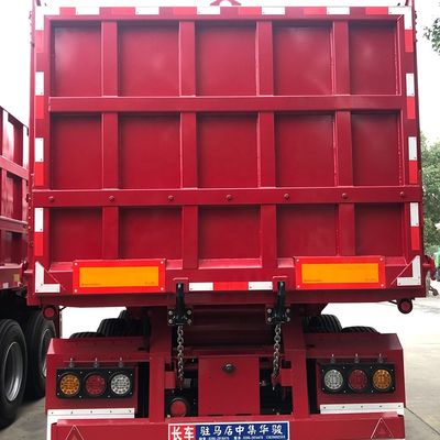 トラックトレーラー 50トンの水力式後部傾斜式ダンプ半トレーラー 炭素塵輸送用