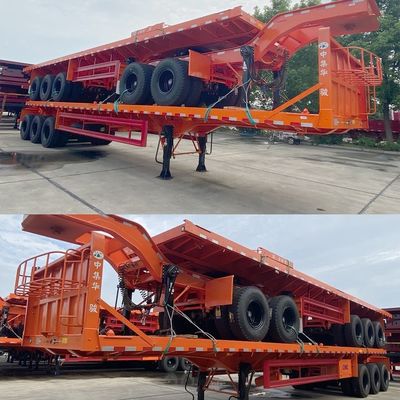 主軸 T700/Q345 鋼製半トレーラー CIMC HUAJUN 3軸平床トレーラー列車