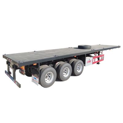 80T トラック シャーシ CIMC HUAJUN 20ft 40ft 平床コンテナトレーラー 12R22.5 タイヤ