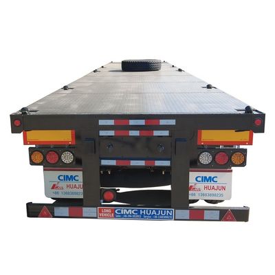 80T トラック シャーシ CIMC HUAJUN 20ft 40ft 平床コンテナトレーラー 12R22.5 タイヤ
