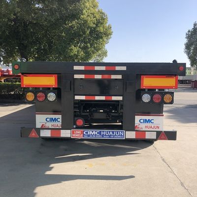 80T トラック シャーシ CIMC HUAJUN 20ft 40ft 平床コンテナトレーラー 12R22.5 タイヤ