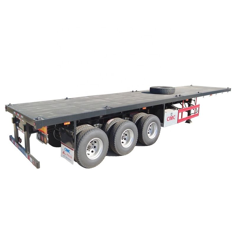 80T トラック シャーシ CIMC HUAJUN 20ft 40ft 平床コンテナトレーラー 12R22.5 タイヤ