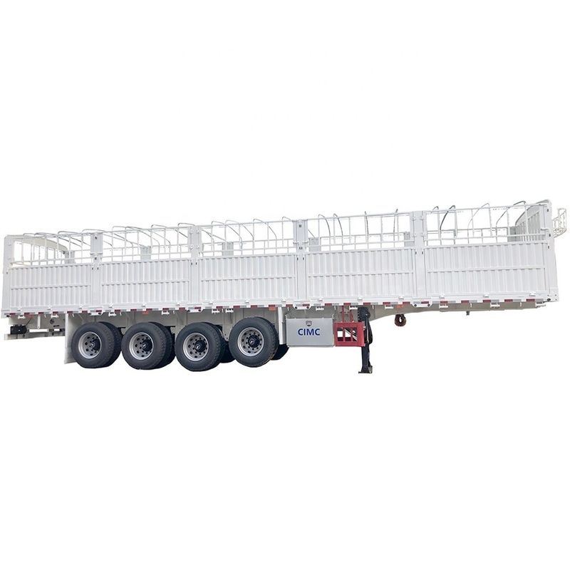 CIMC HUAJUN 60 トン高面板フェンス半輸送トレーラーCE認証