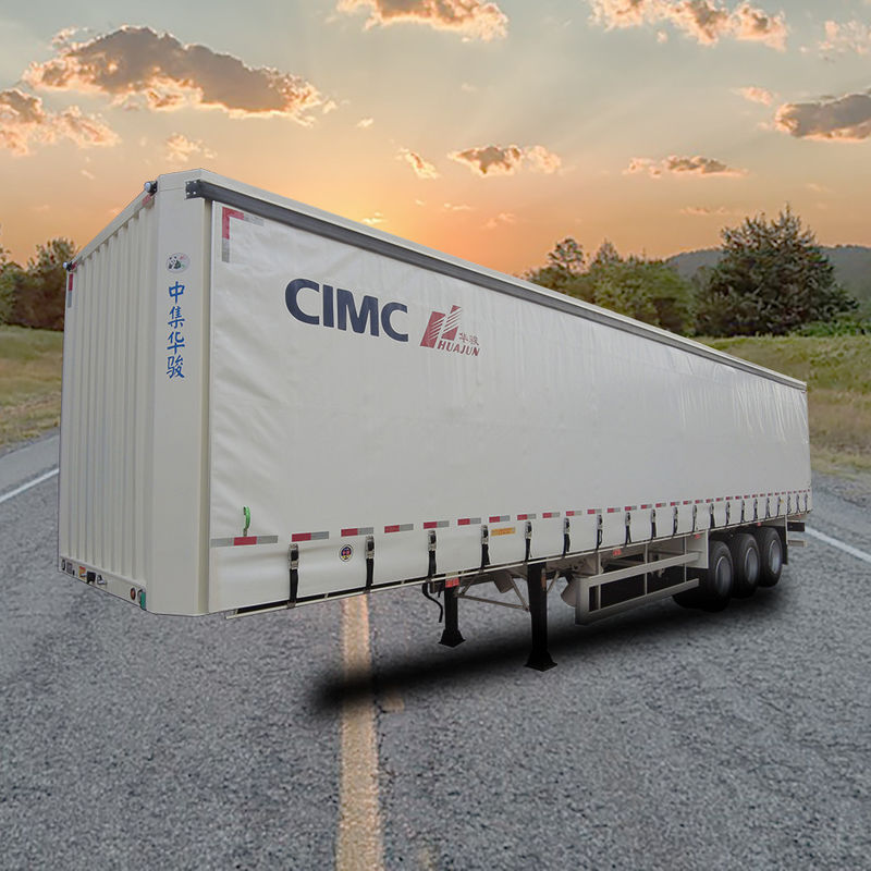 CIMC HUAJUN トレーラーカーテンストレッサー 3軸 40 フィートドロップデッキ 乾燥貨物輸送